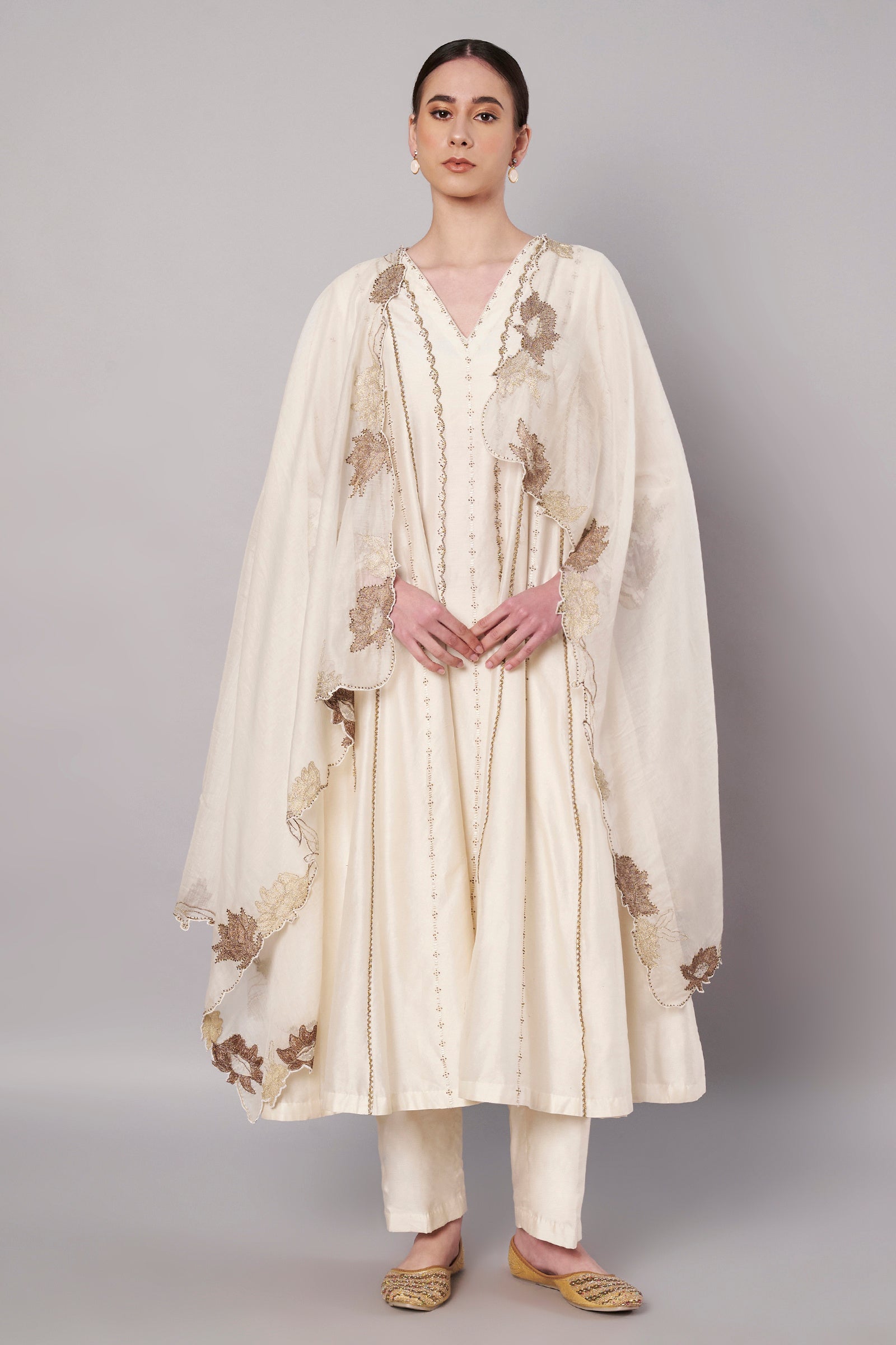 Spring Halo Anarkali Set - Ivory