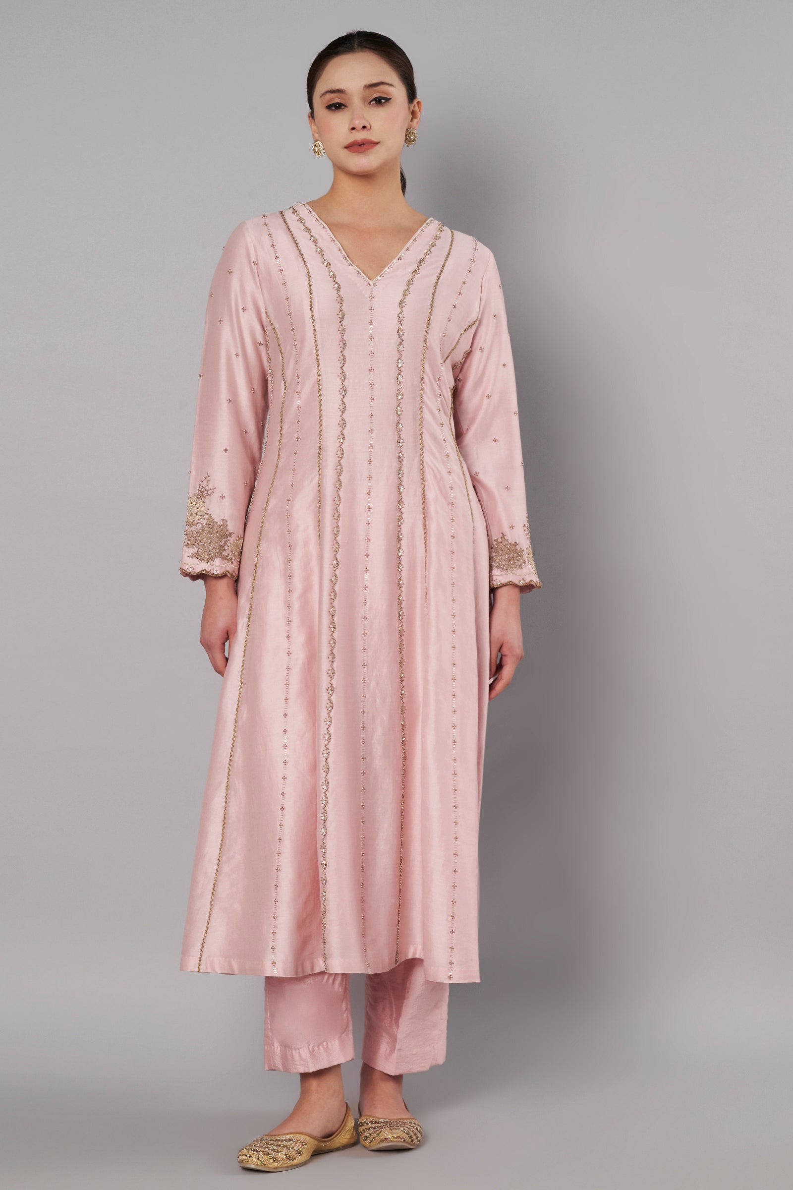 Spring Halo Anarkali Set - Muted Rose