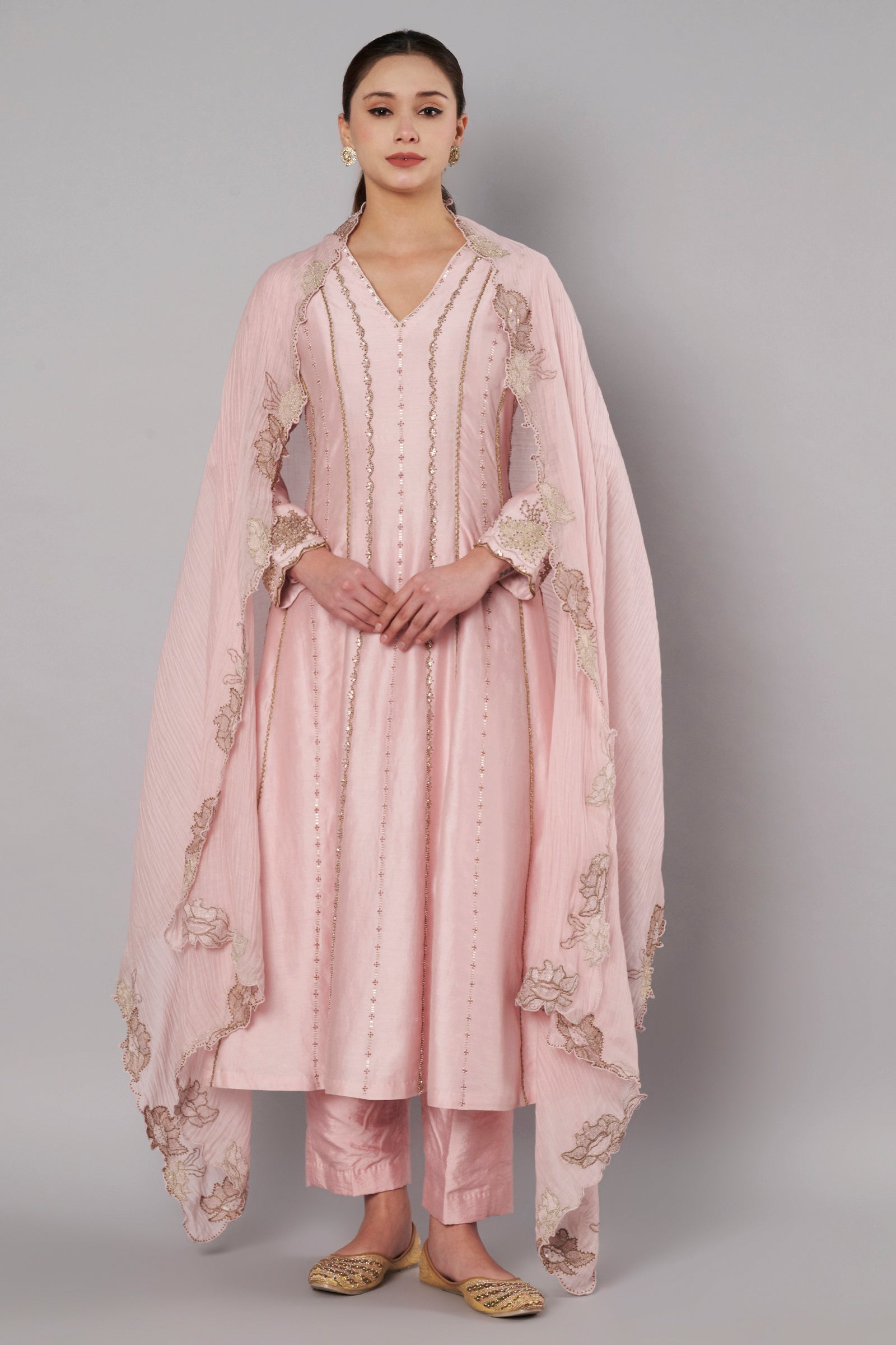 Spring Halo Anarkali Set - Muted Rose