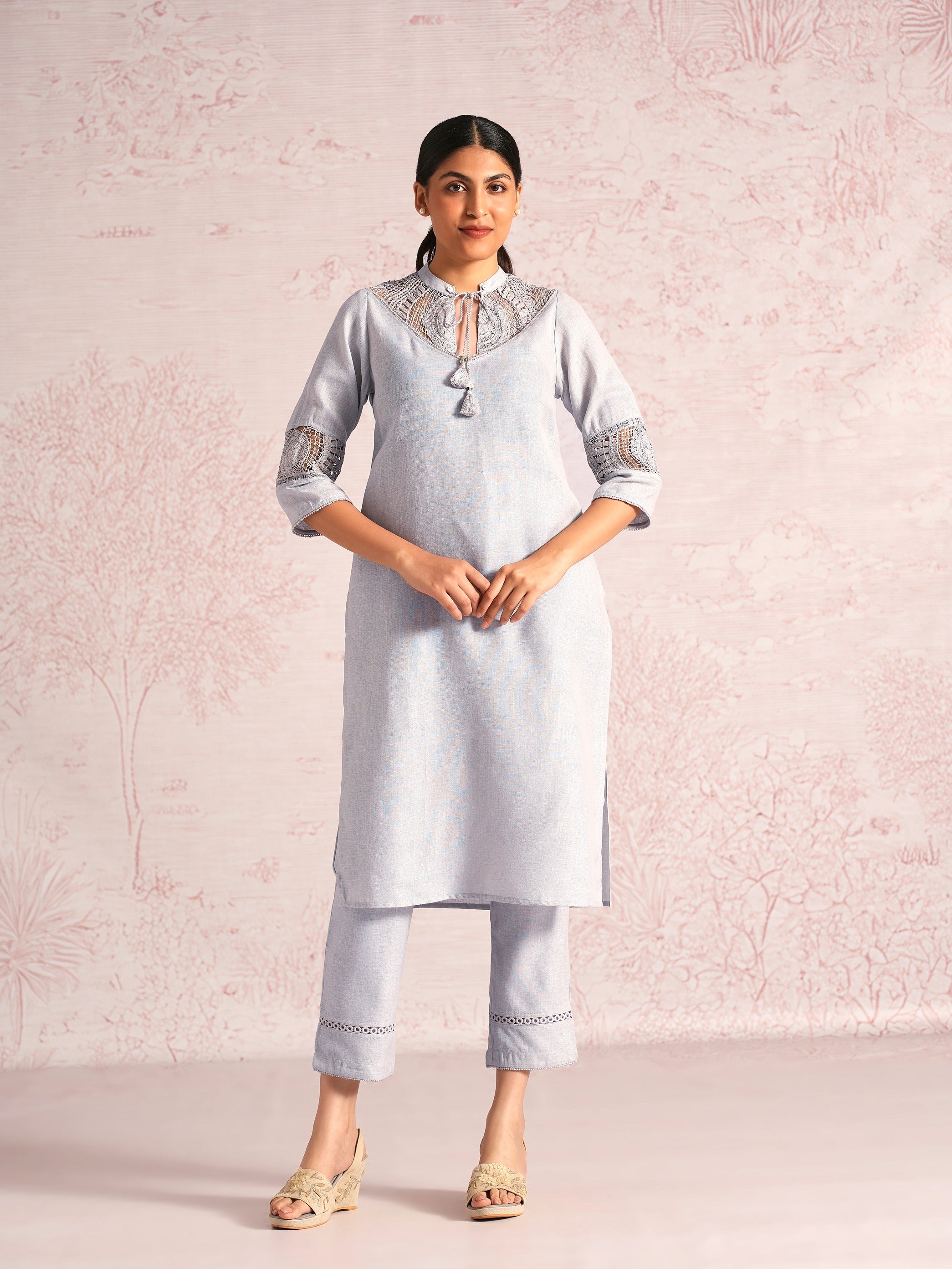 Summer Threads Cara Kurta set - Smoke