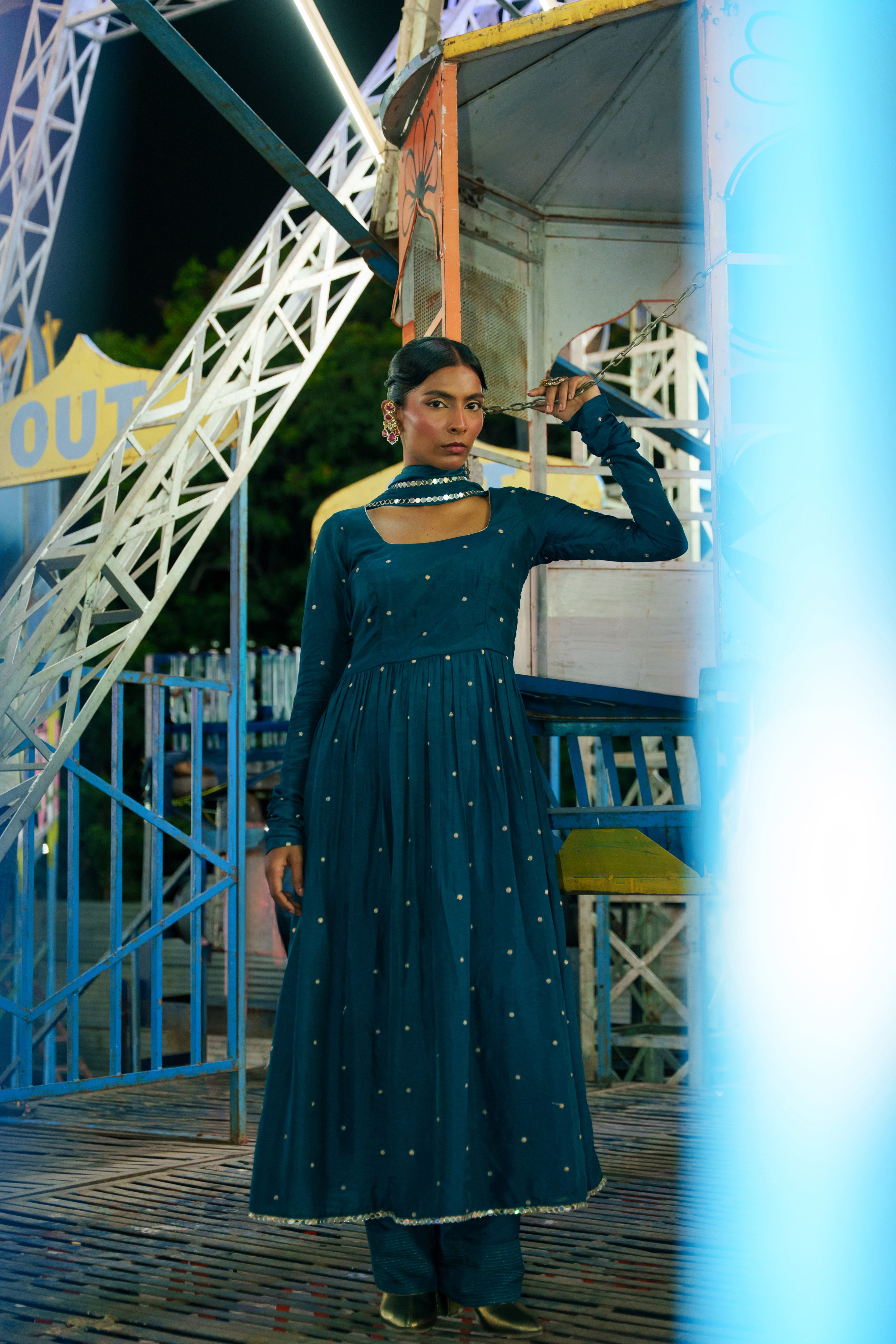 Teal Blue Anarkali Set