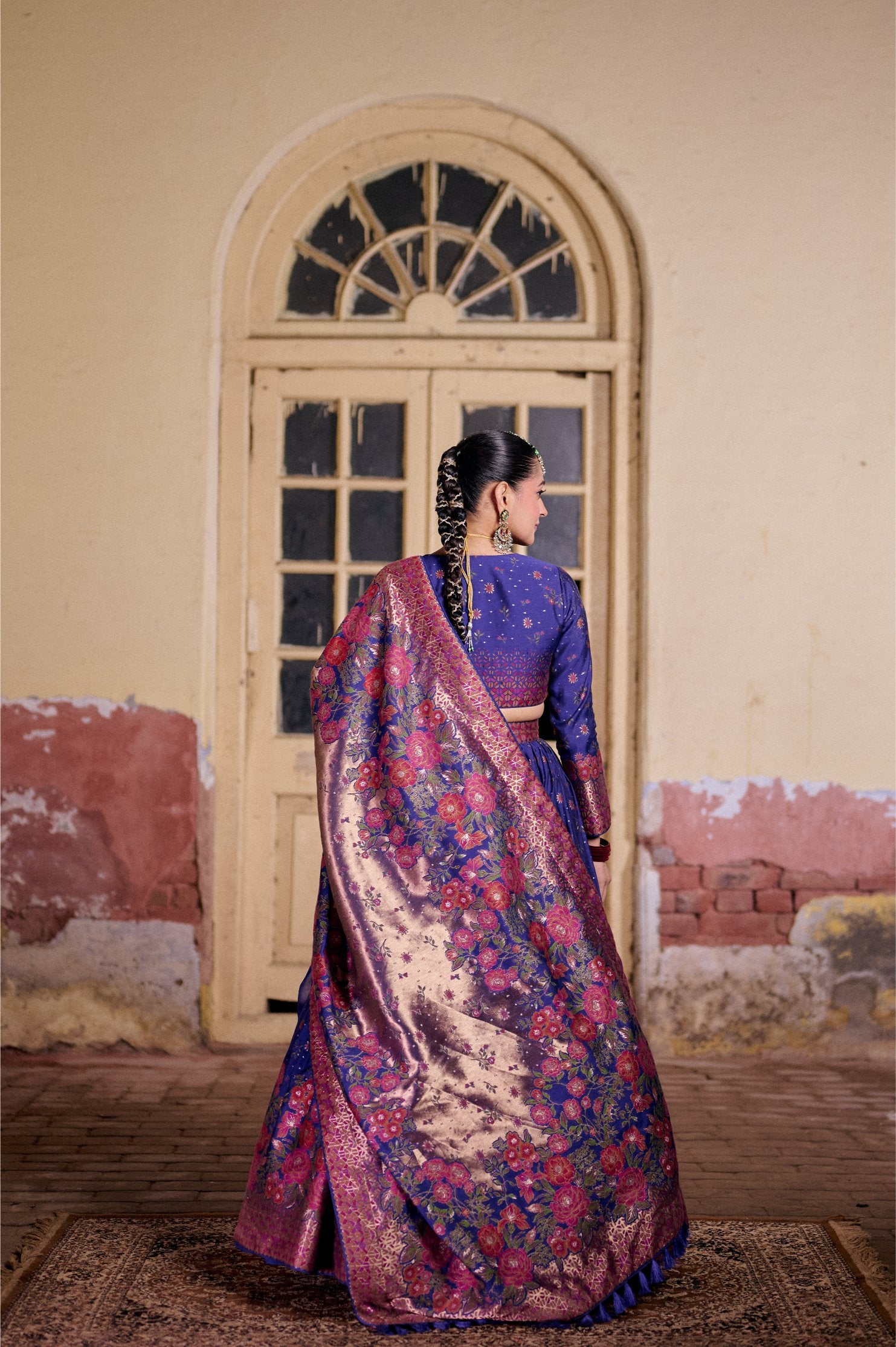 BLUE LEHENGA MOONLIGHT DUPATTA VEGAN SILK
