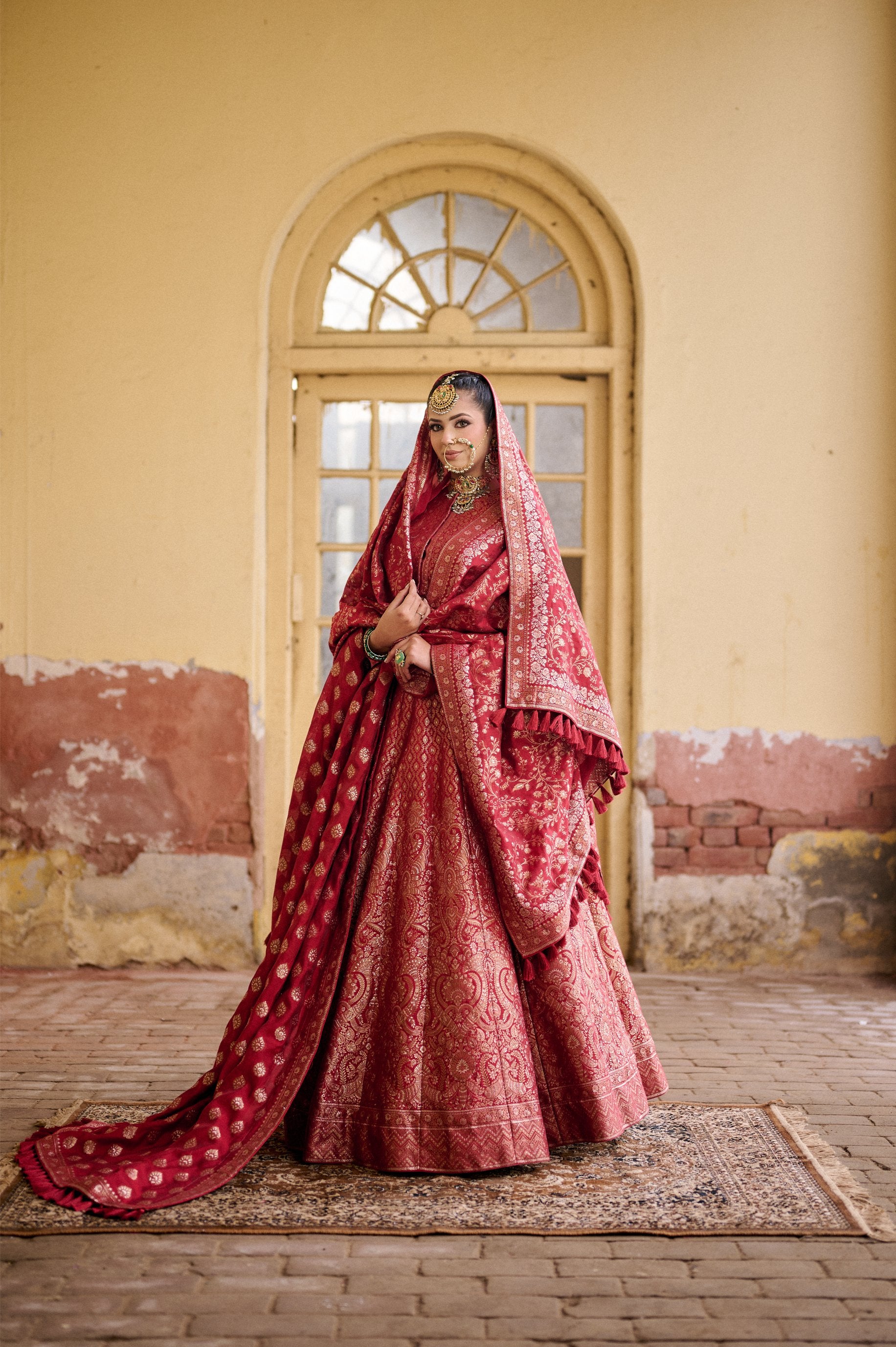 RED VEGAN SILK LEHENGA BRIDAL