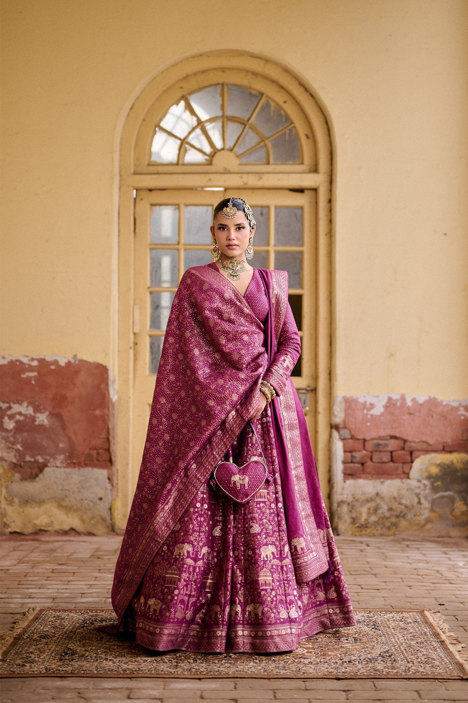 VEGAN SILK BERRY LEHENGA KASHMIRI ZARI