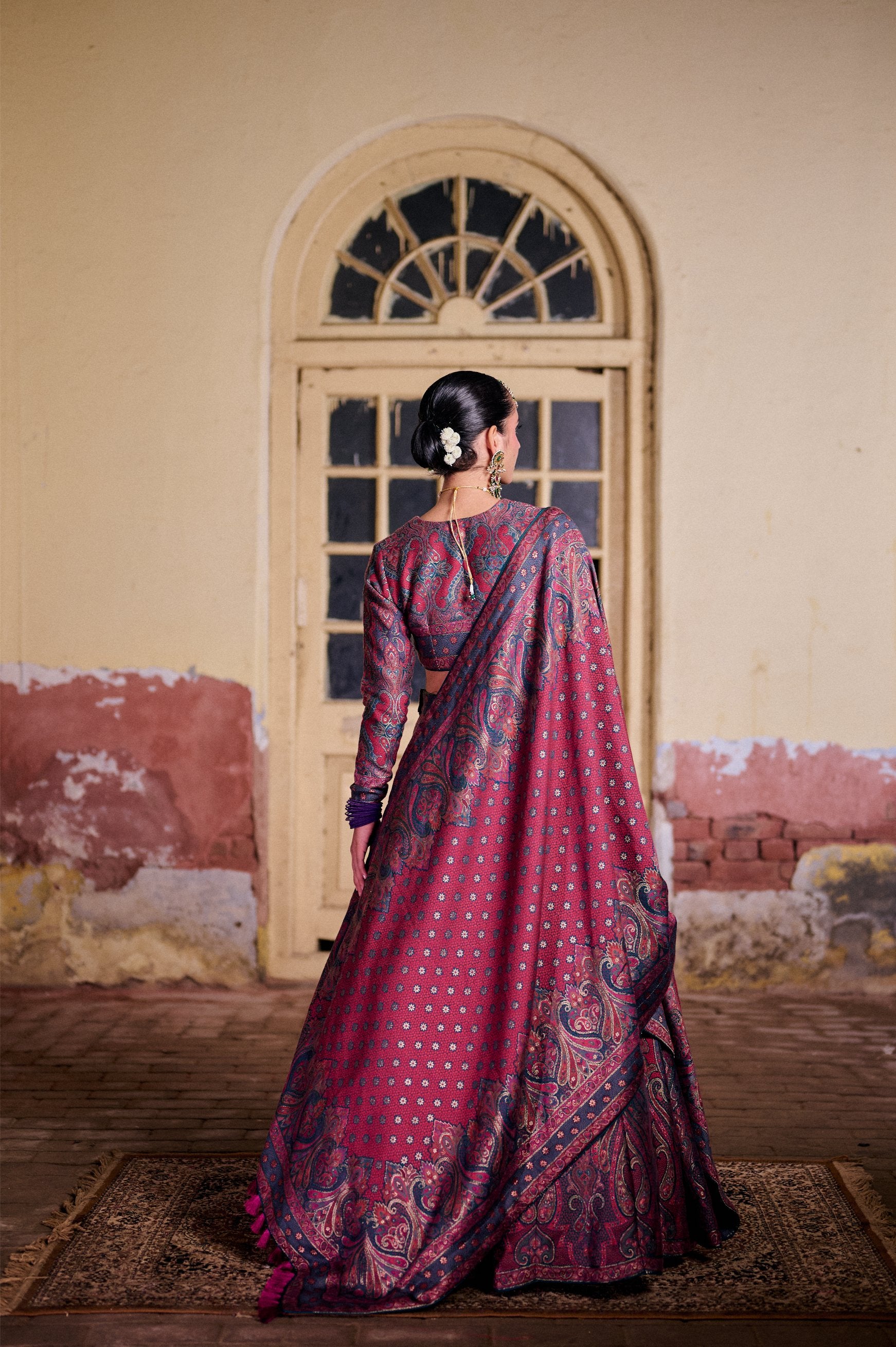 GRE LEHENGA KANI CHAIN STITCH WEAVE MOONGA SILK