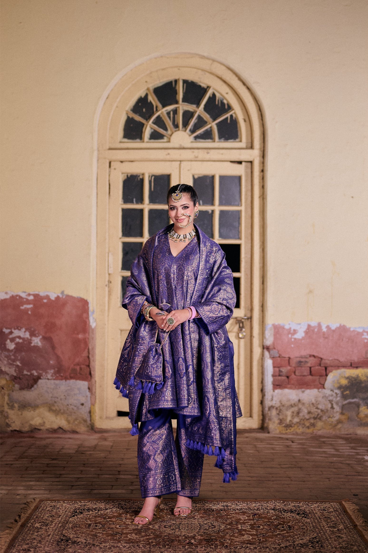INDIGO BLUE SHORT ANARKALI VEGAN SILK