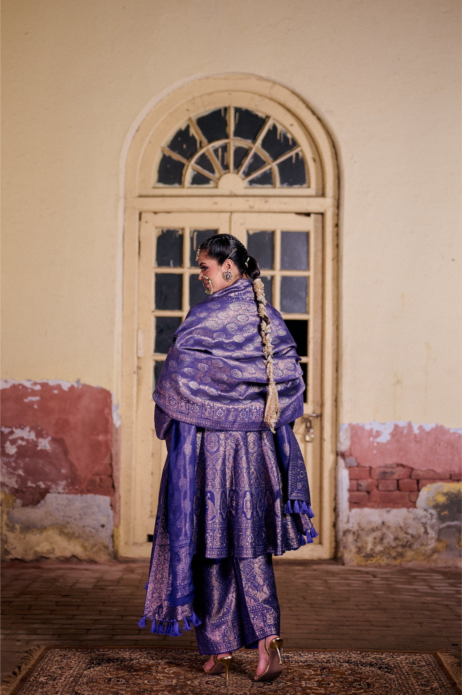 INDIGO BLUE SHORT ANARKALI VEGAN SILK