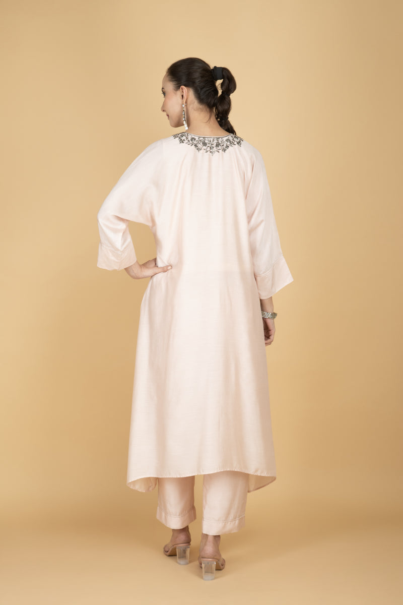 Ivory Hand Embroidered Kaftaan Kurta W/Pants