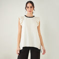 Load image into Gallery viewer, Off White Linen Top with Bead Lace
