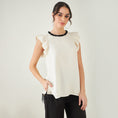 Load image into Gallery viewer, Off White Linen Top with Bead Lace
