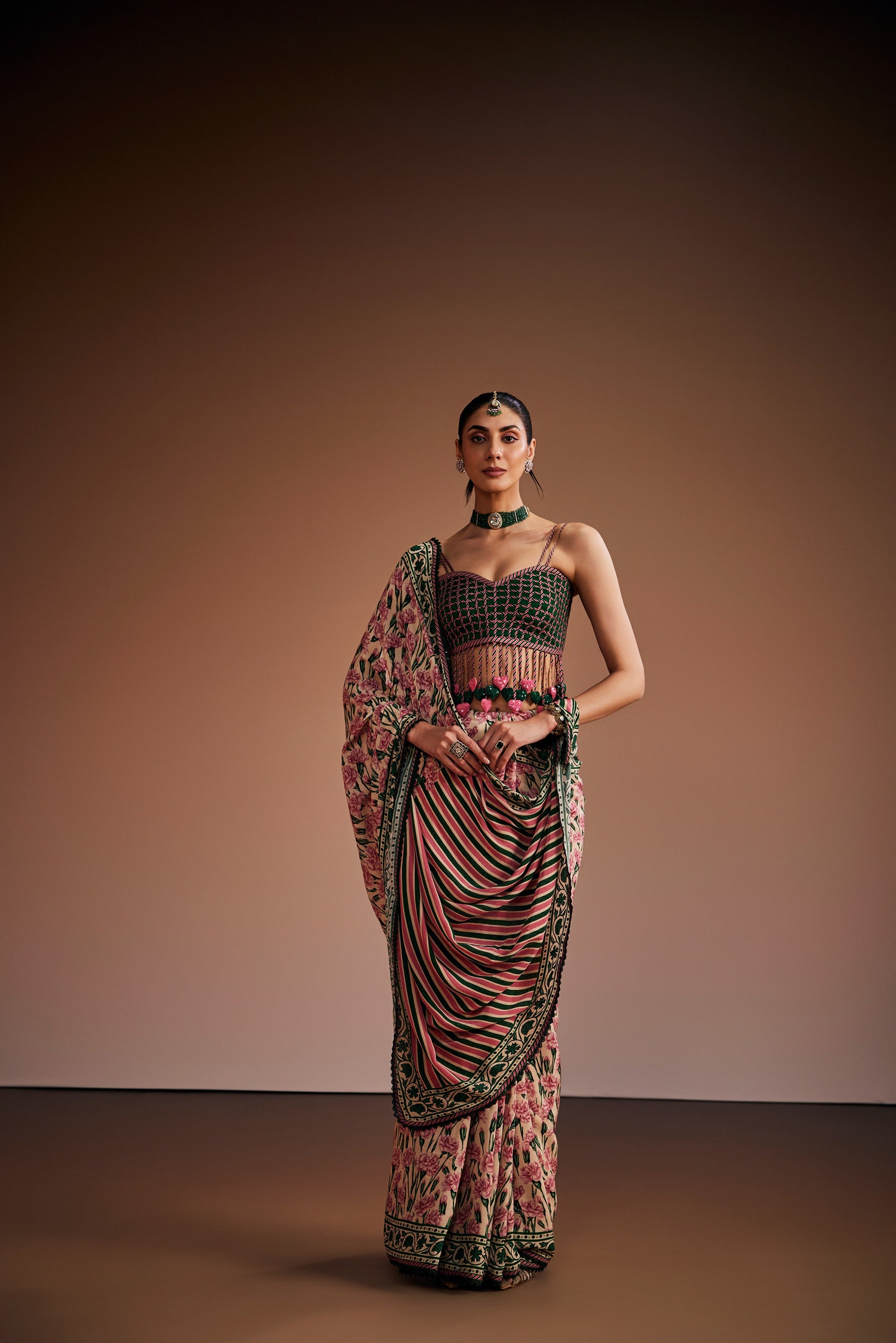 Pink Carnation & Warm Ivory Saree