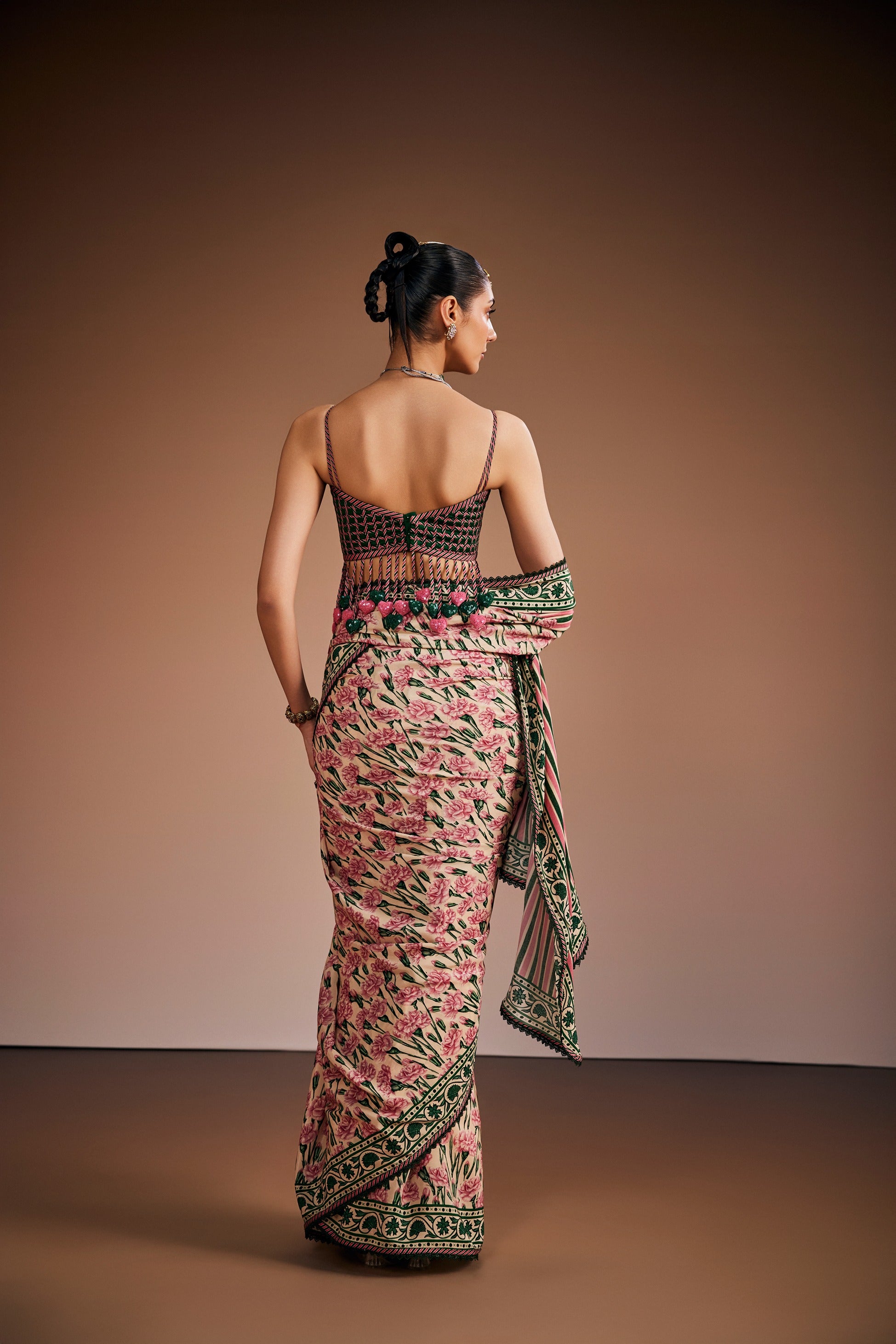 Pink Carnation & Warm Ivory Saree