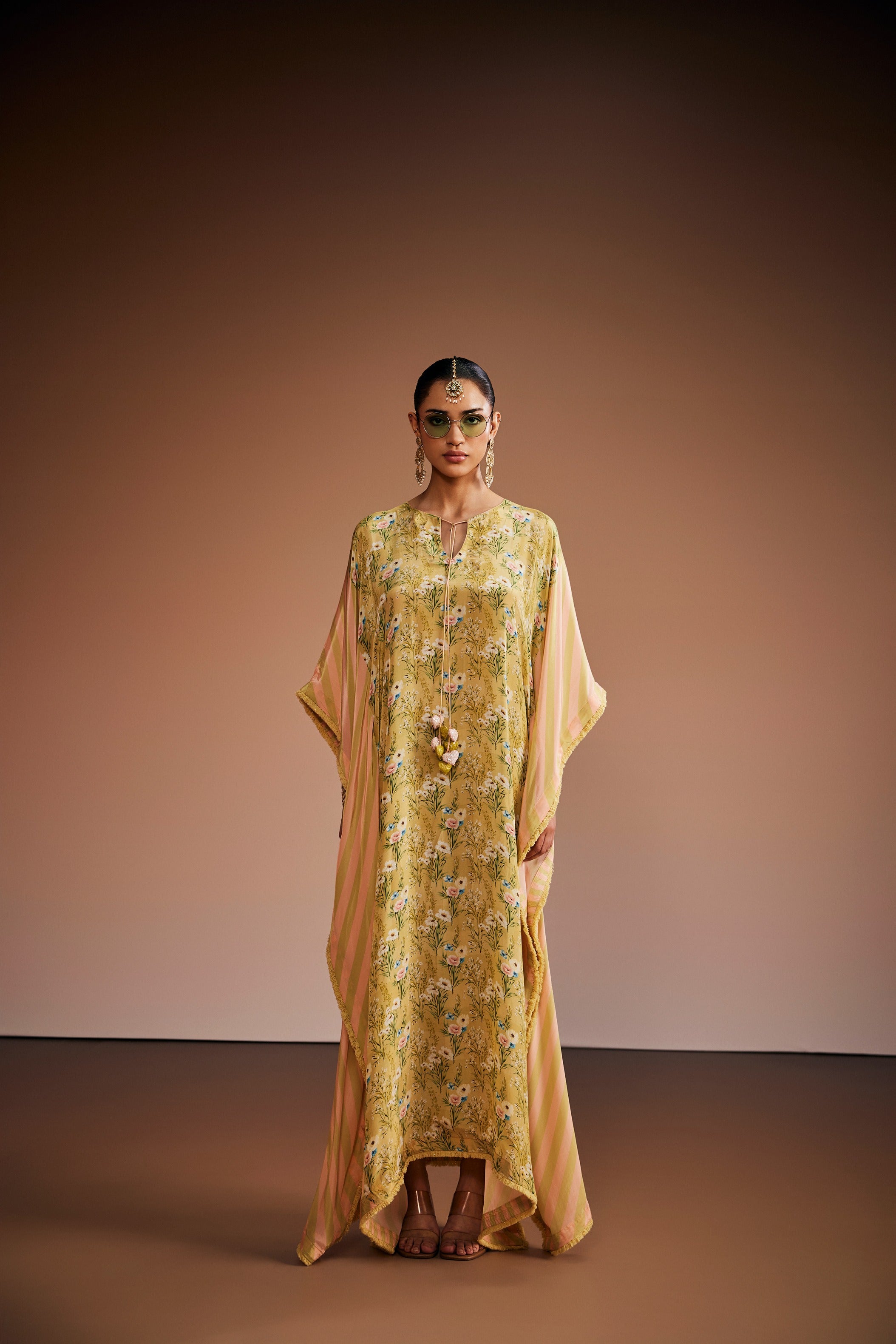 Sage Green & Blush Pink Floral Kaftan