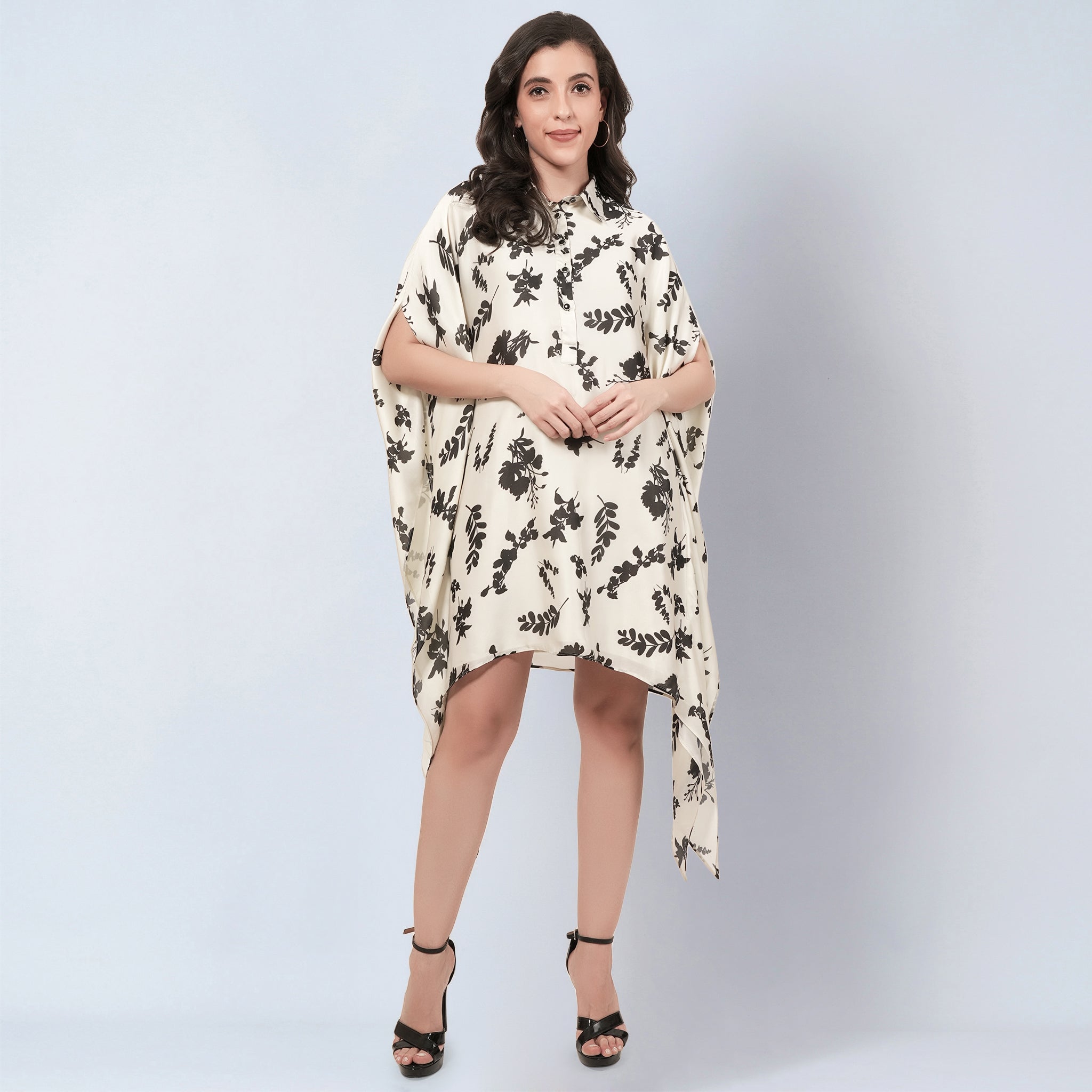 Ivory and Black Floral Tunic