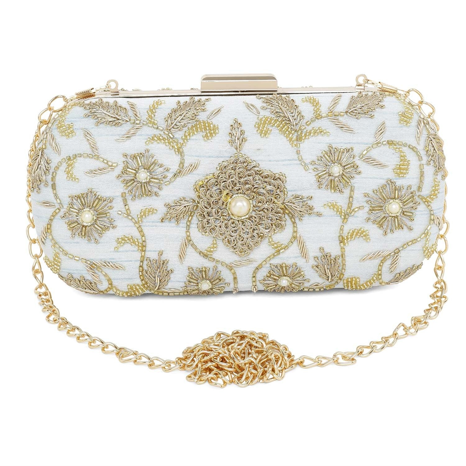 Ice Blue Flower Clutch