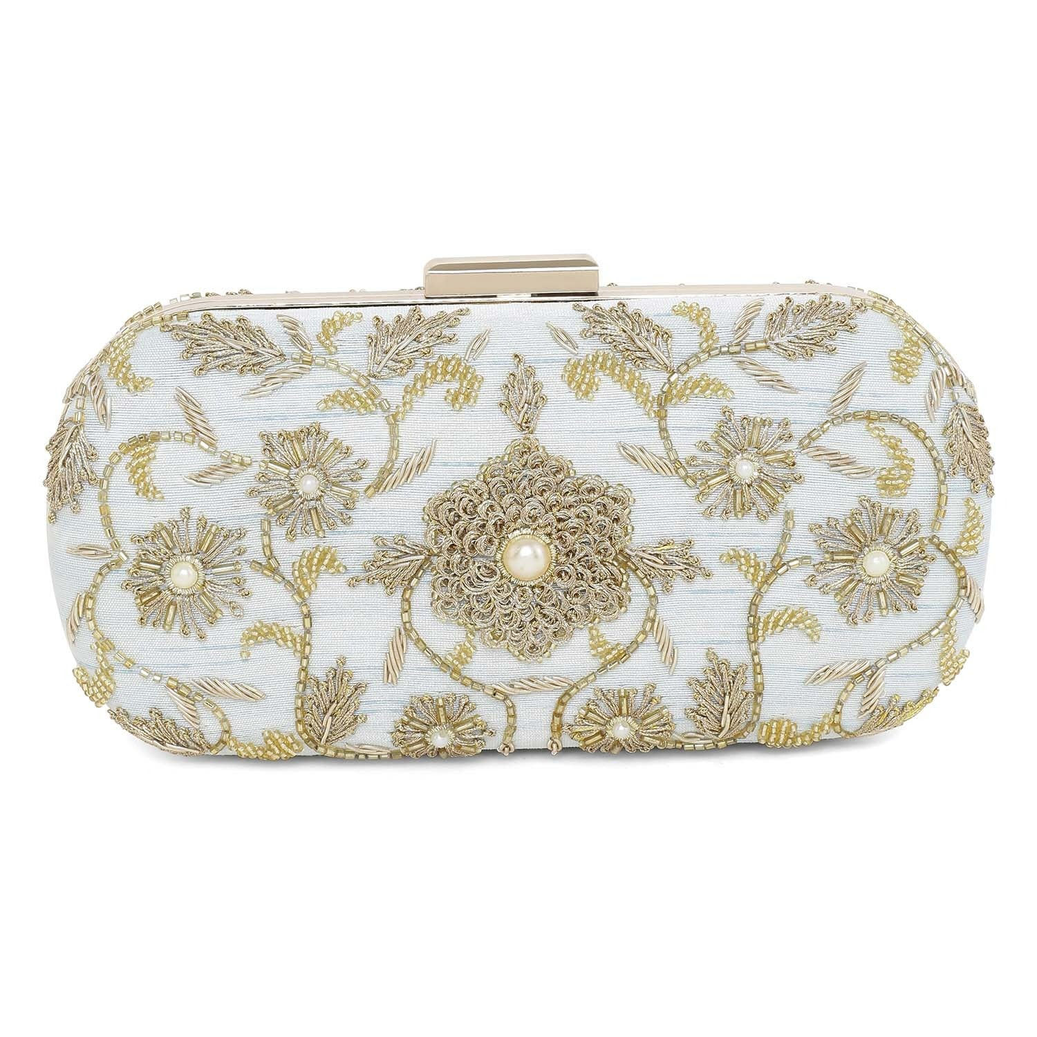 Ice Blue Flower Clutch