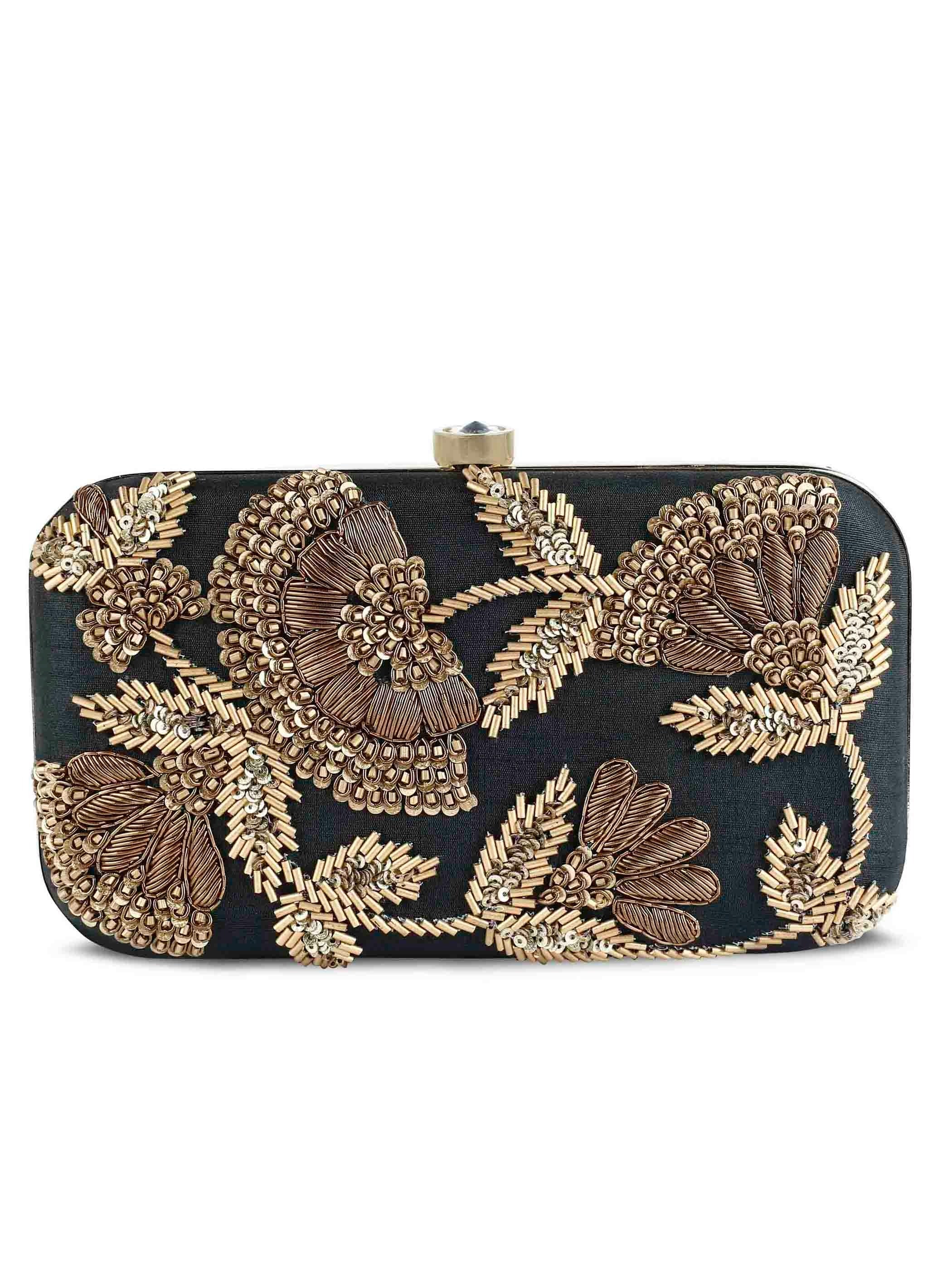 Black Is Black Zardosi Clutch