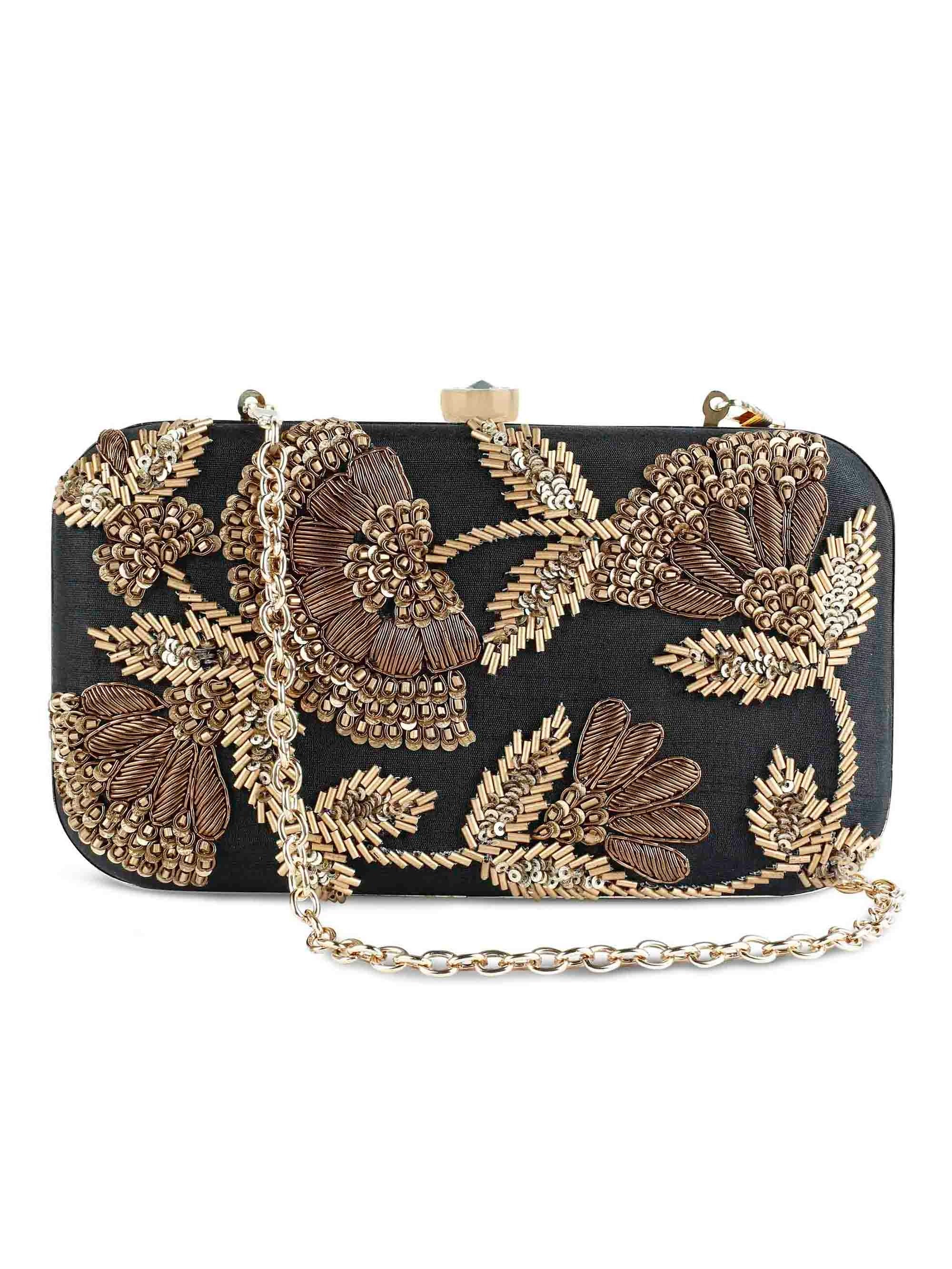Black Is Black Zardosi Clutch