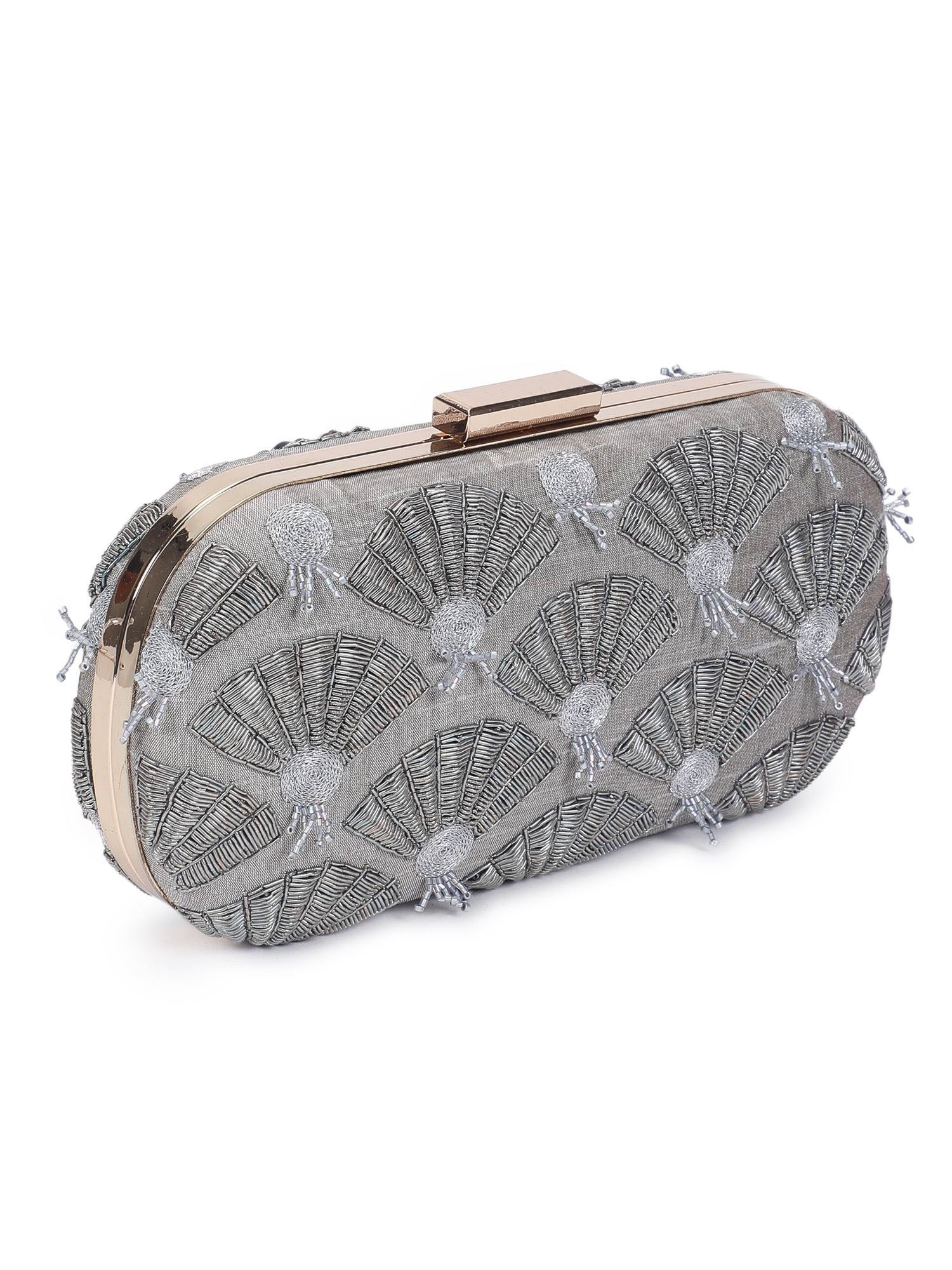 Grey Fan Clutch
