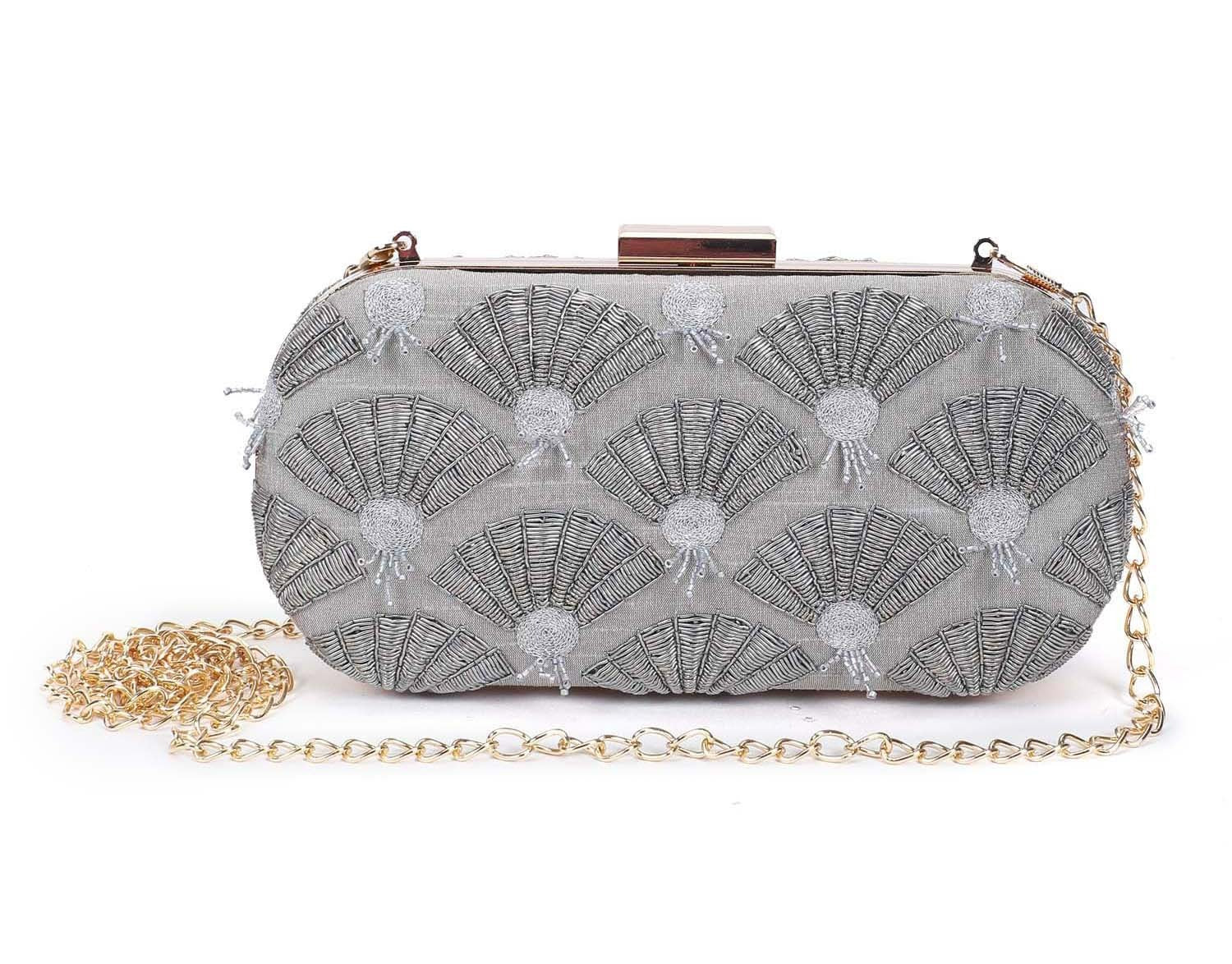 Grey Fan Clutch
