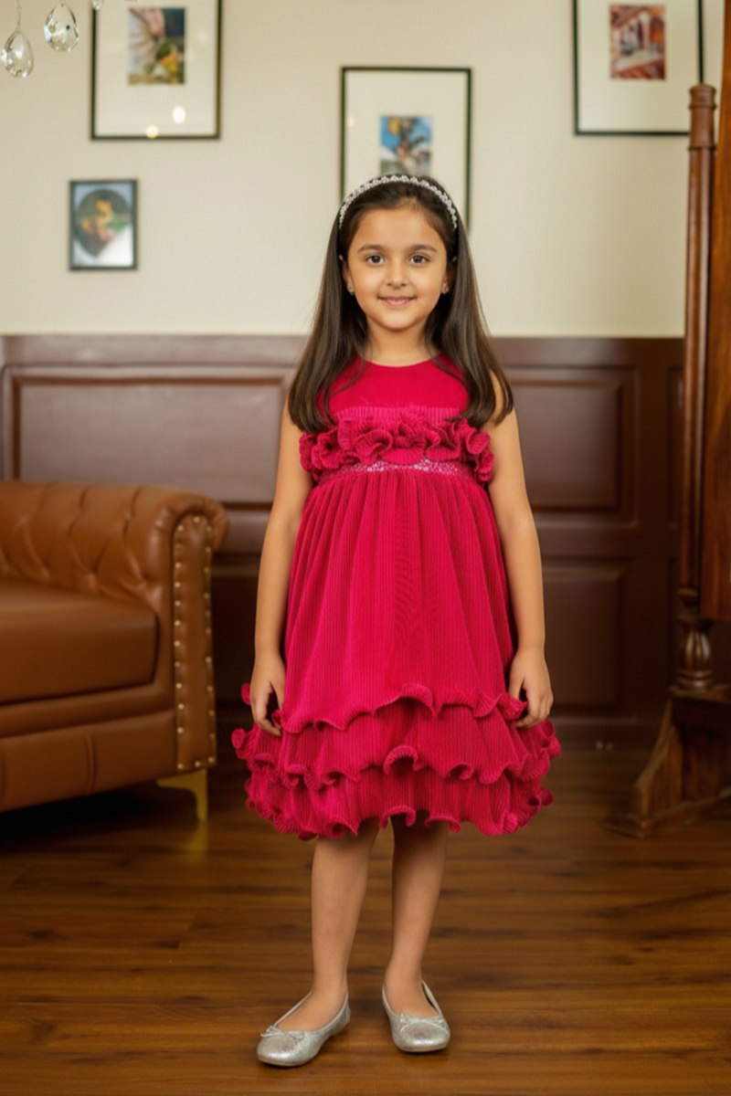FUSCHIA RUFFLE DRESS