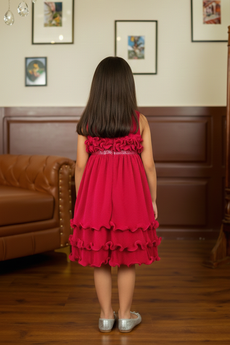 FUSCHIA RUFFLE DRESS