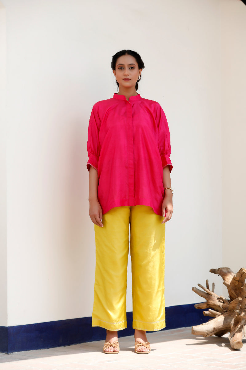 Tinka Pink Pure Silk Embroidered Loose Kurta Set
