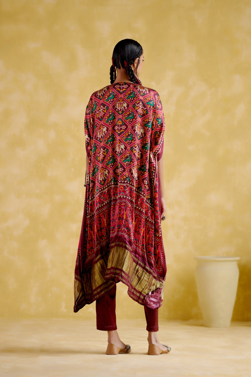 Tychon- Maroon Digital Printed Kaftan
