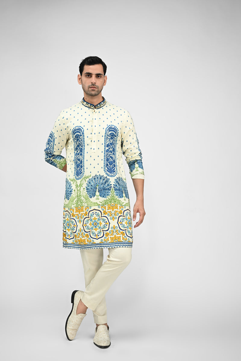 Royal Peacock Printed Kurta Set