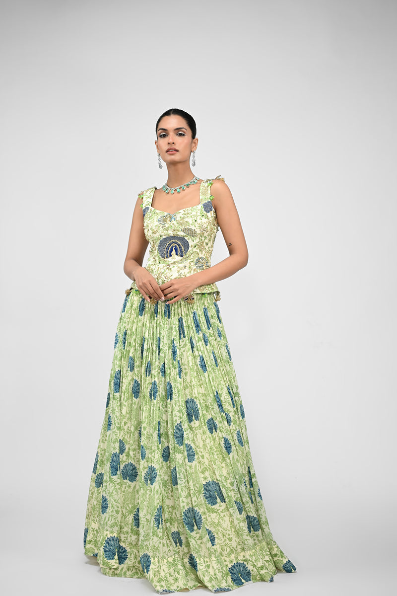 Peacock Highlighted Lehenga