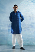 Load image into Gallery viewer, Royal Blue Linen Pathani with White Salwar
