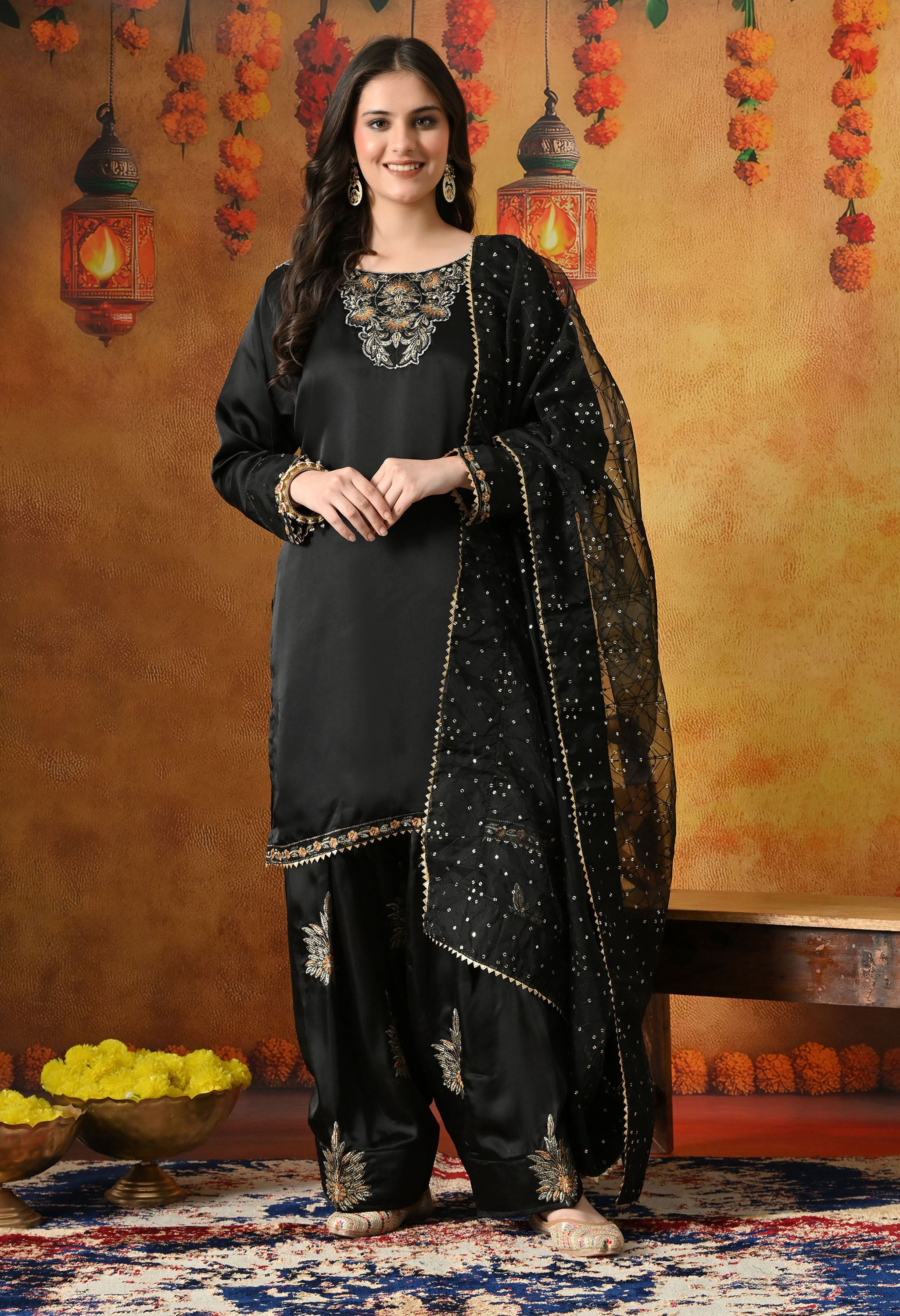 Black Zardozi Embroidered Kurta Set