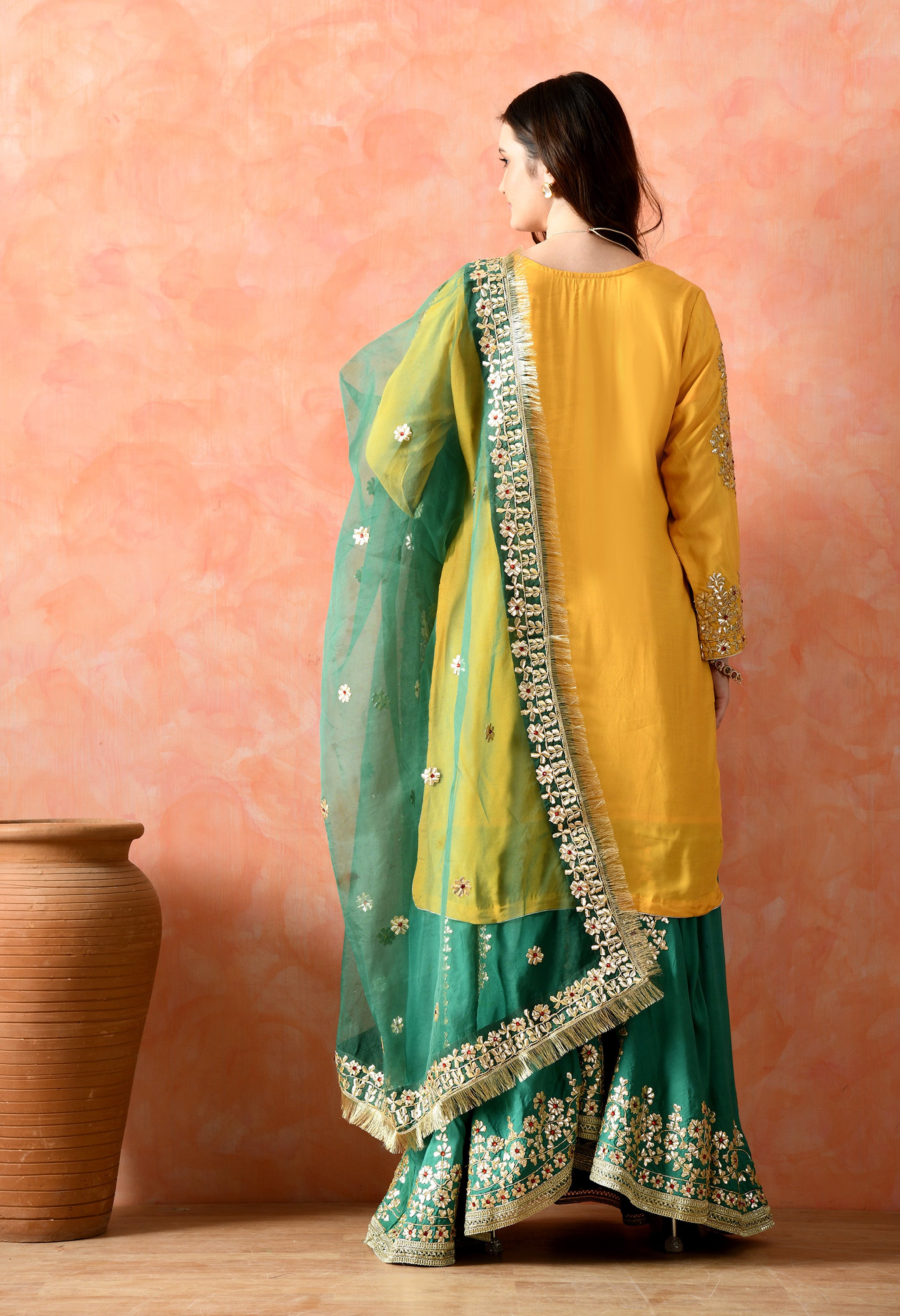 A Bright Yellow Sharara Set