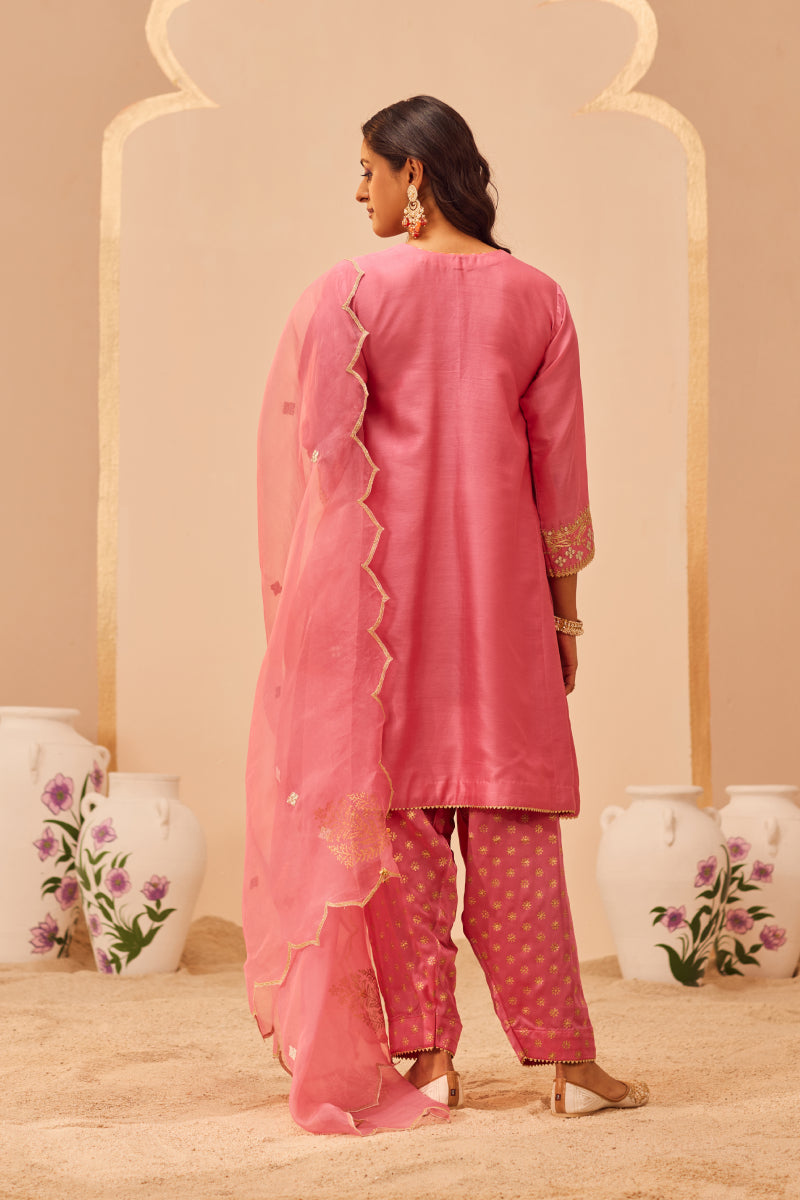 Aymra- Short Chauga With Salwar And Dupatta