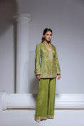 Load image into Gallery viewer, Green Printed Velvet Palazoo Pant Set
