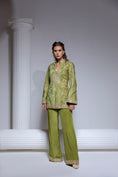 Load image into Gallery viewer, Green Printed Velvet Palazoo Pant Set
