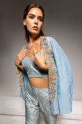 Load image into Gallery viewer, Powder Blue Embroidered Jacket Set
