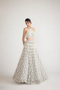 Load image into Gallery viewer, Powder Grey Chandelier Pearl Drop Crop Top Skirt Set
