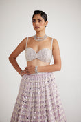 Load image into Gallery viewer, Powder Lilac Chandelier Pearl Drop Lehenga Set
