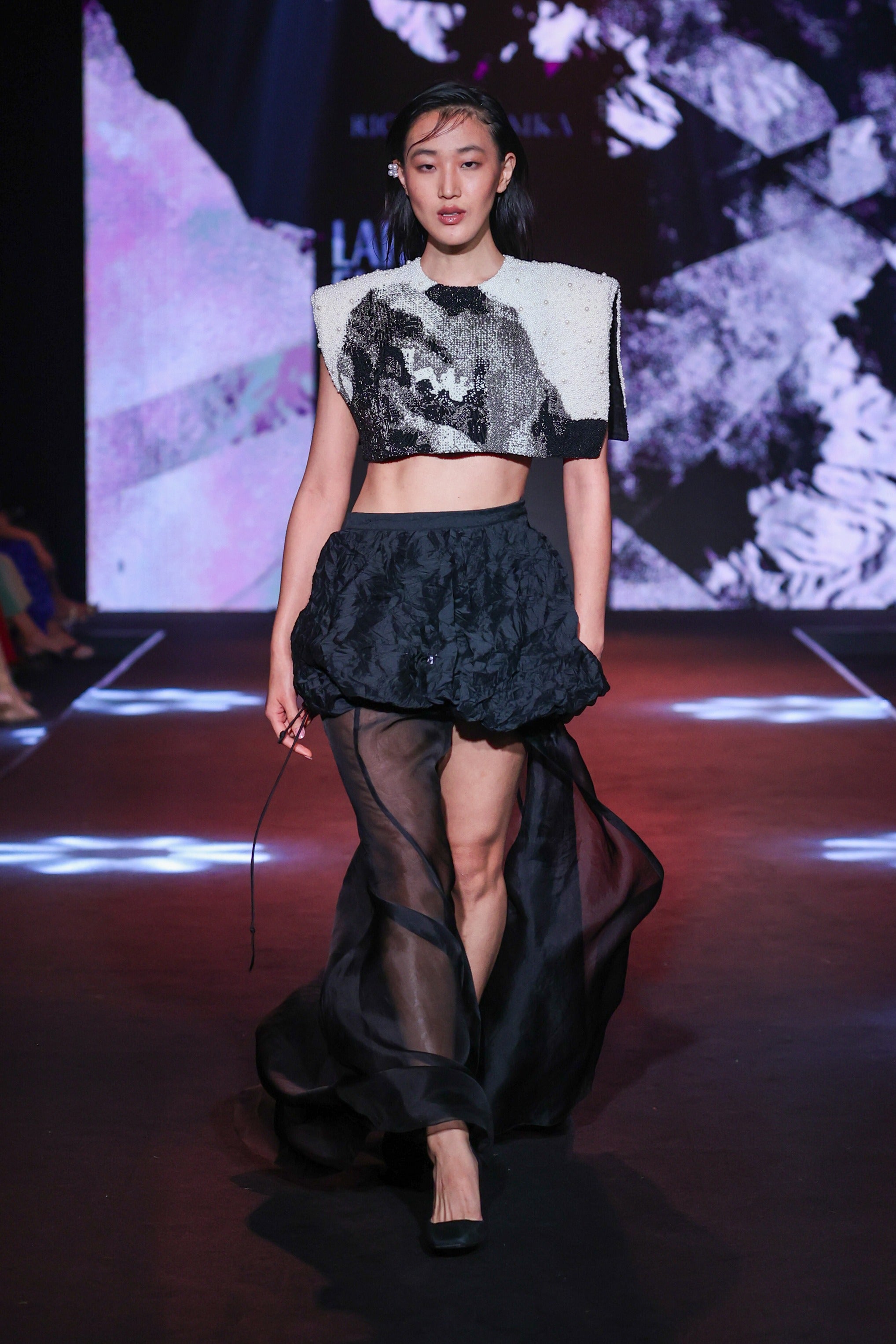 Embellished Overlay With Inner And Crush Skirt