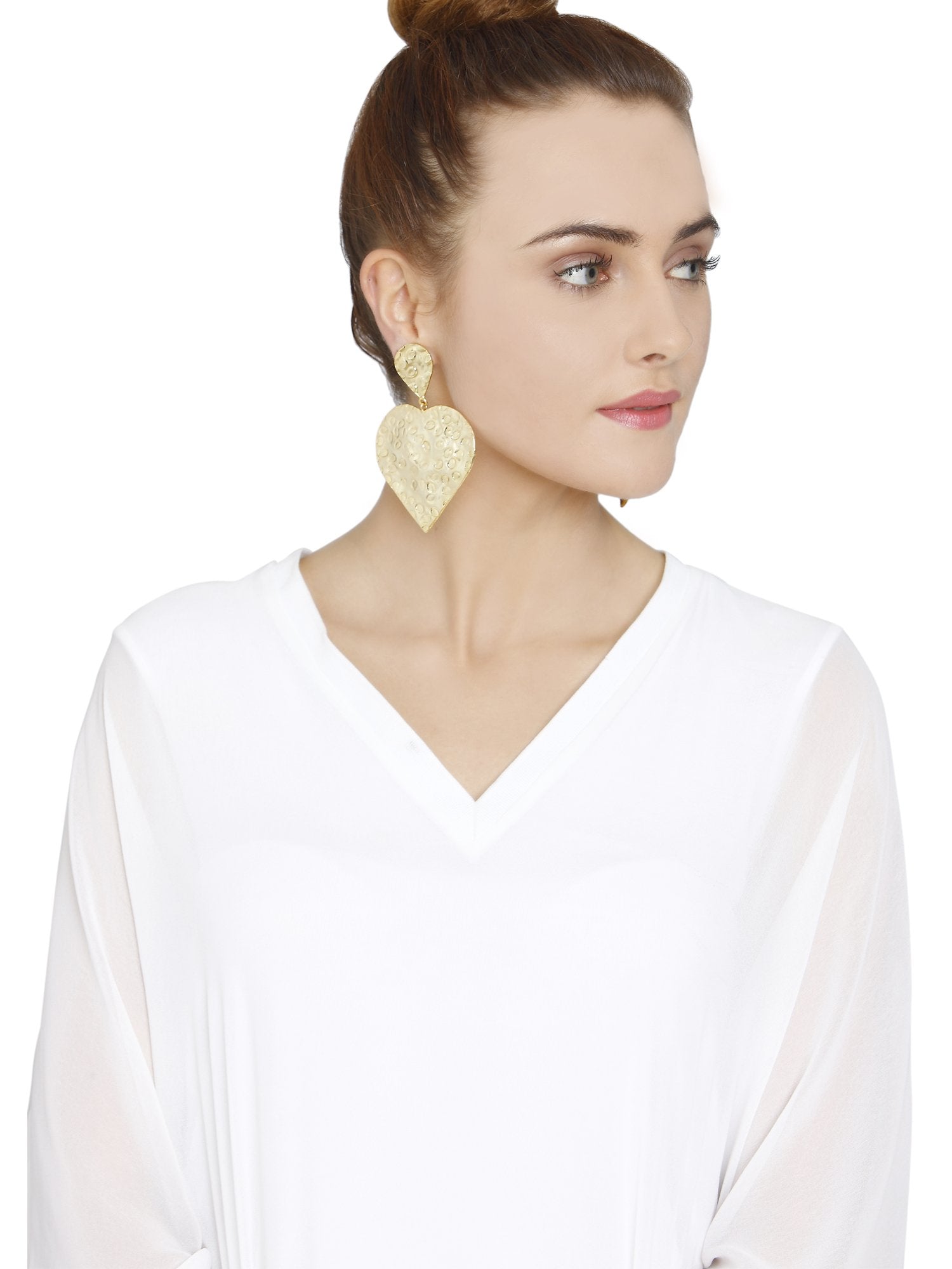 Beaten Heart Gold Earring