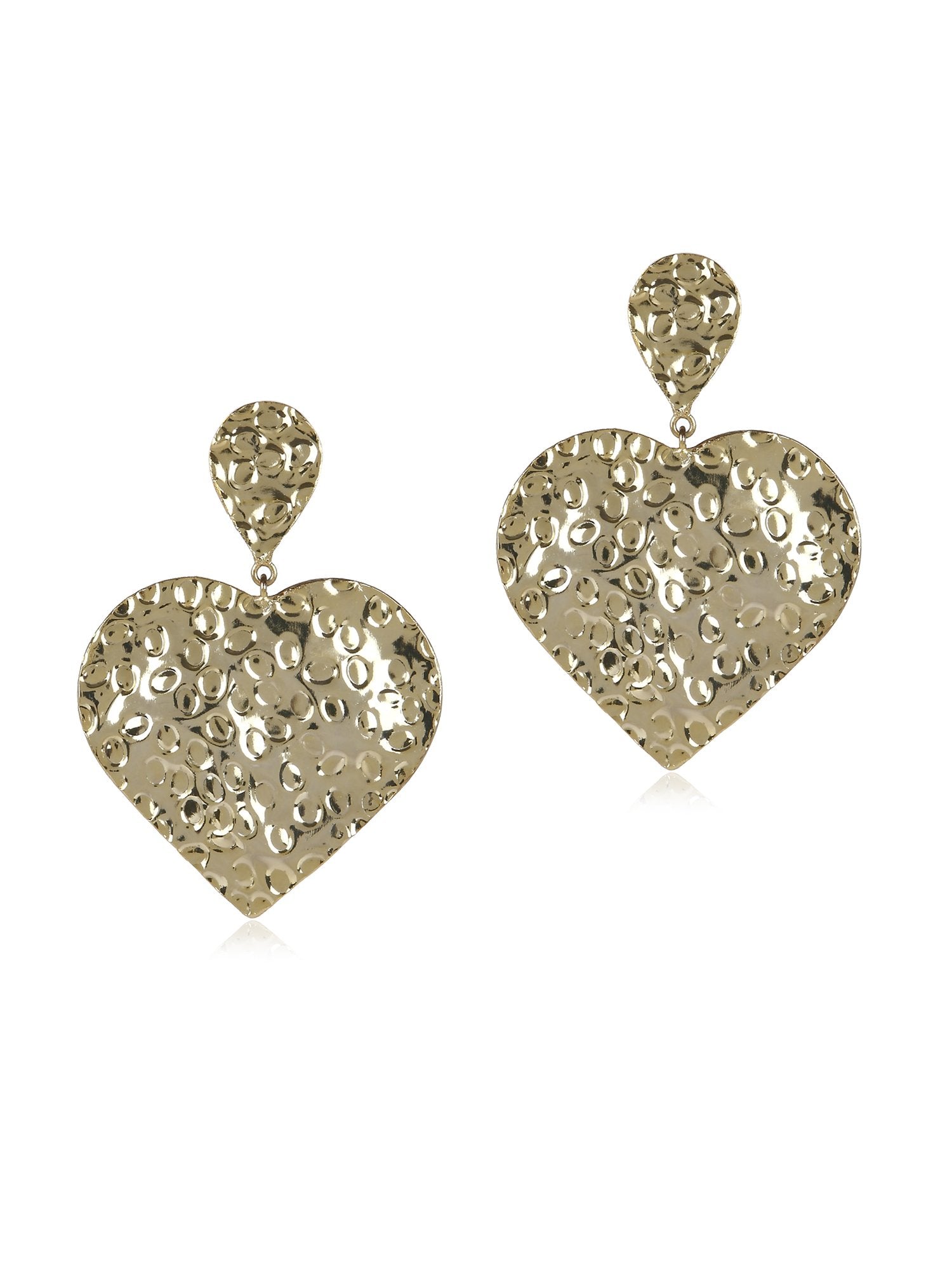 Beaten Heart Gold Earring