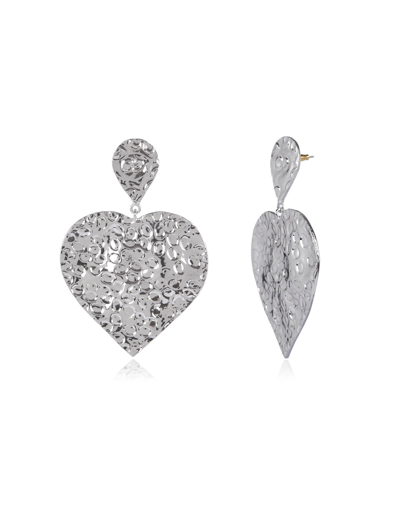 Beaten Heart Silver Earring