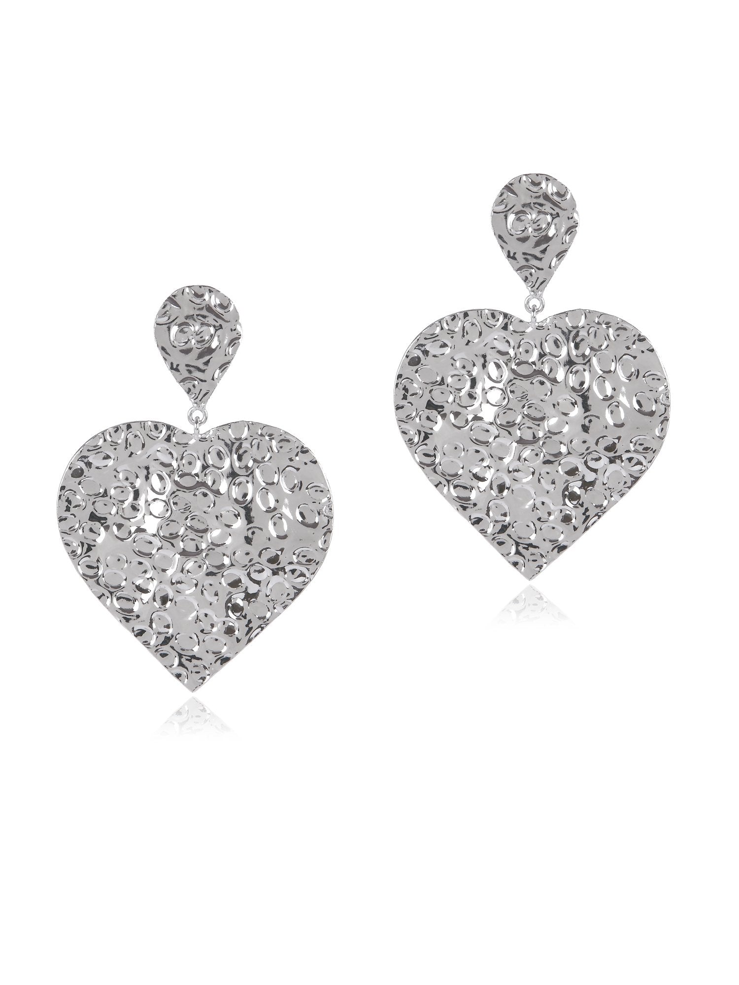 Beaten Heart Silver Earring