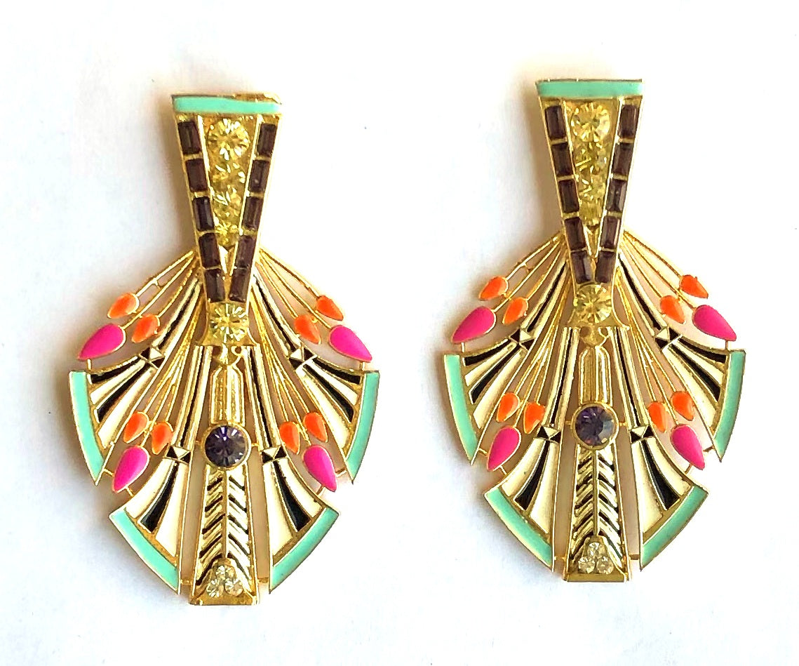 Blue Egyptian Feather Earrings