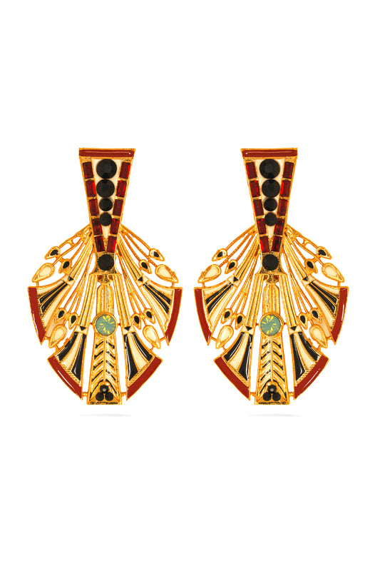 Allure Red Egyptian Feather Earrings
