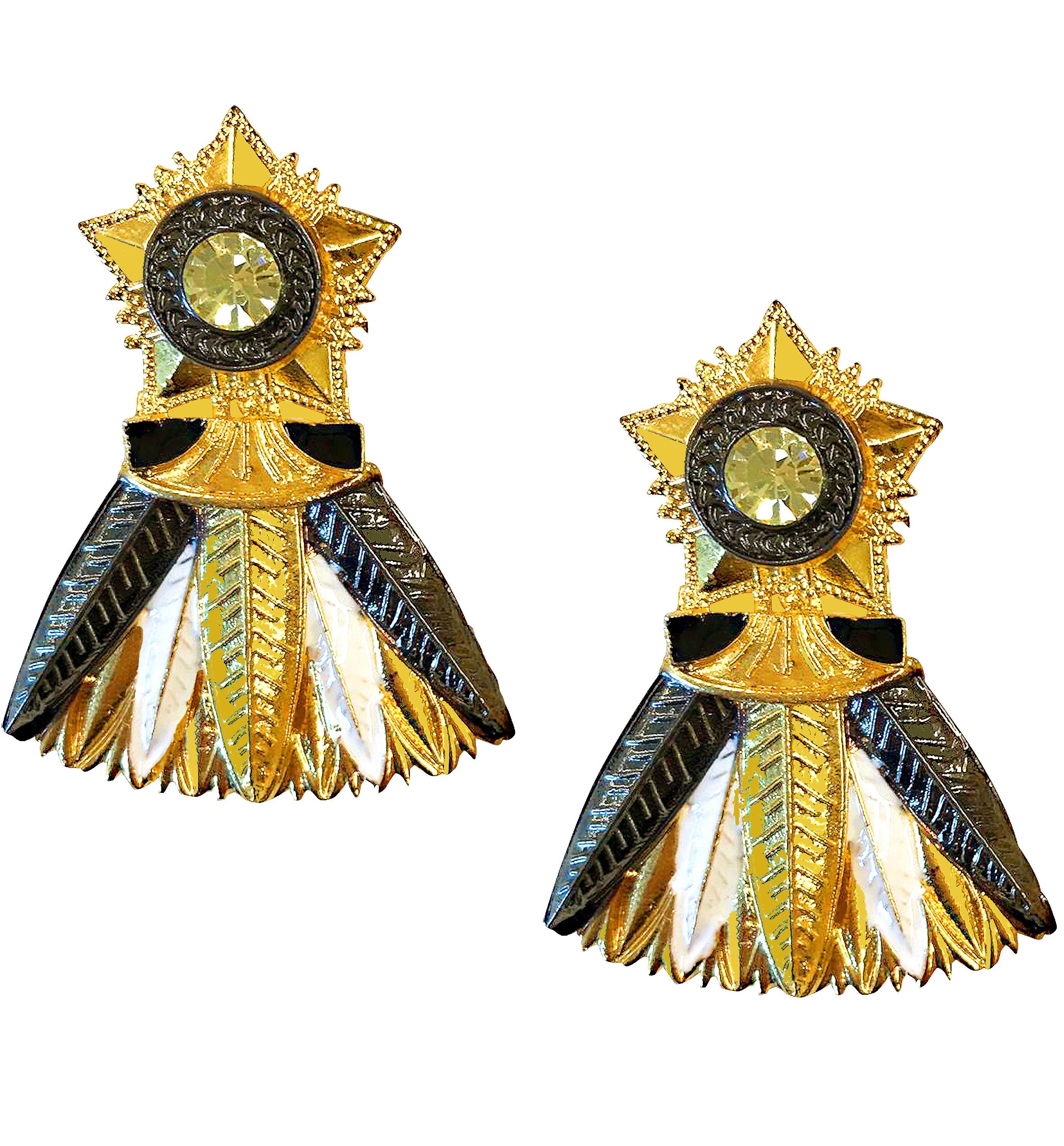 White Leaf Studded Earrings