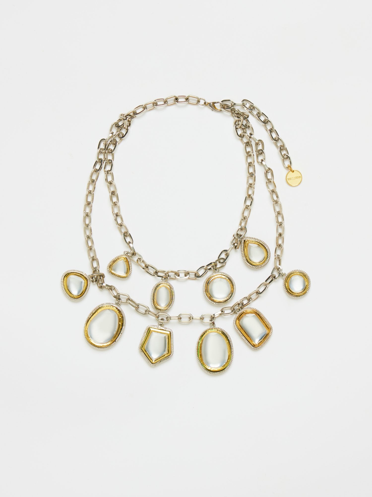 GOLD&SILVER POLKI CHARM NECKLACE