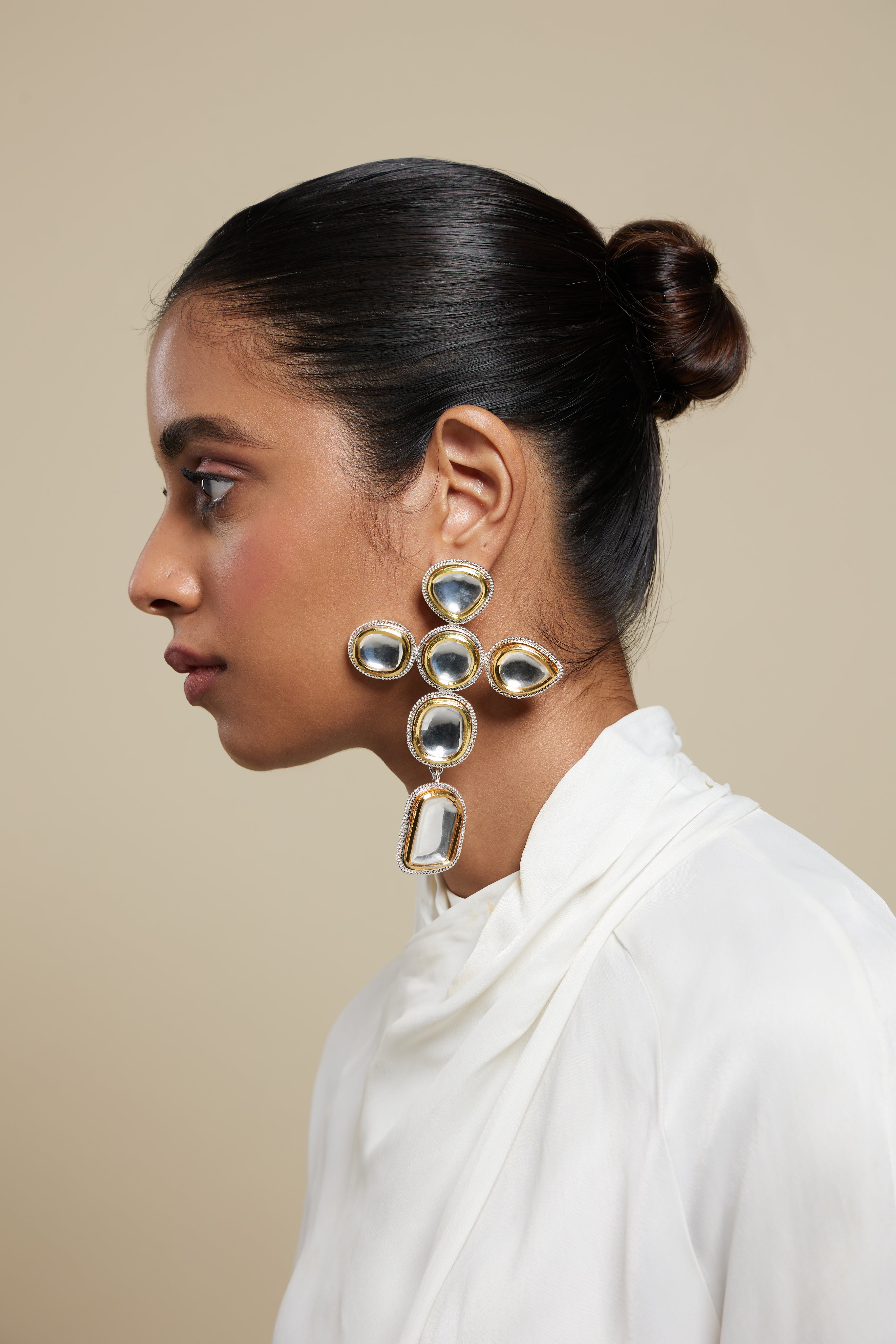 POLKI CROSS EARRINGS