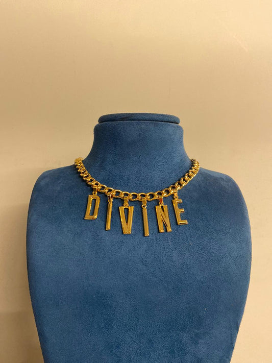 Gold word power DIVINE Necklace